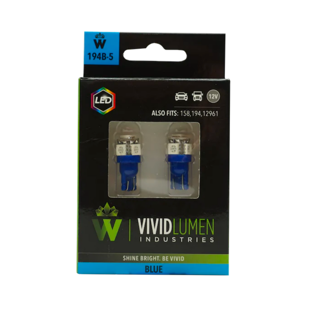 194 Blue LED Bulbs Long Lasting Pair - Enhanced Safety and Style - Vivid Lumen Industries