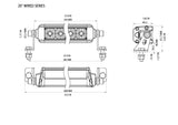 Technical illustration of Vivid Lumen Wired Series light bar, emphasizing its waterproof housing and impact-resistant lens