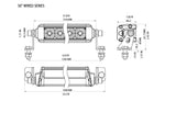 Detailed technical drawing of Vivid Lumen wired series light bar, showcasing its dimensions and design features
