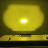 Illustration demonstrating the beam projection of Vivid Lumen Wired Series light bar, showcasing its wide-angle coverage and long-distance reach in amber beam color