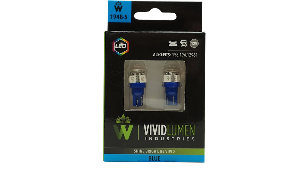 High-performance 194 Blue LED Bulbs - Long Lasting Pair for Improved Vehicle Lighting